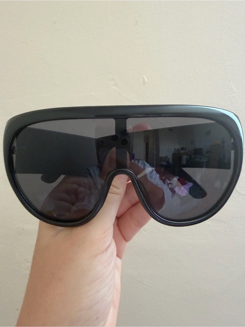 New Oversized Black Shield Sunglasses